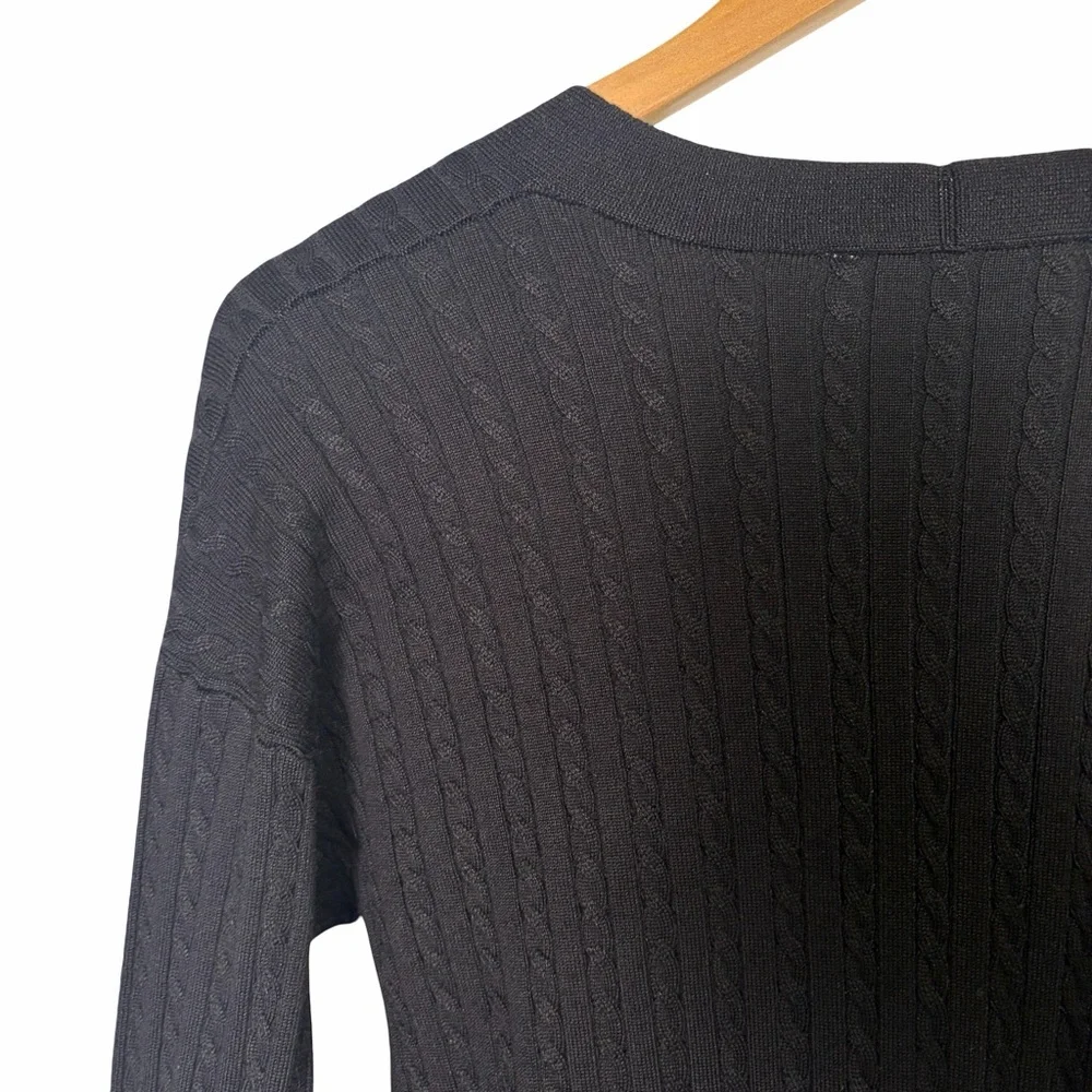 Lucky Brand Cable Knit V-Neck Long Sleeve Dress in Black , Size M NWT_9